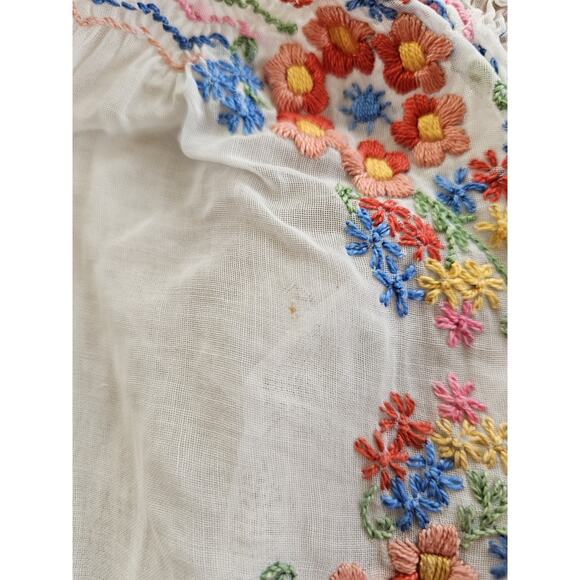 Vintage 1940s Floral Embroidered Sheer Hungarian Peasant Folk Blouse Top Antique - Picture 8 of 14